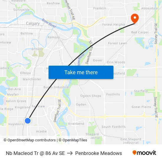 Nb Macleod Tr @ 86 Av SE to Penbrooke Meadows map