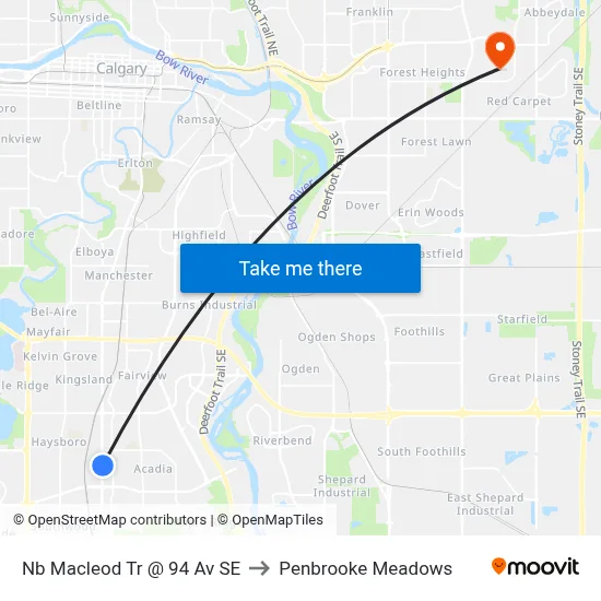 Nb Macleod Tr @ 94 Av SE to Penbrooke Meadows map