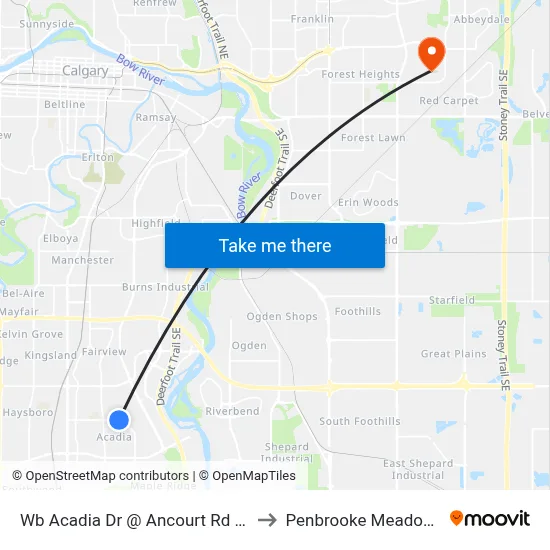 Wb Acadia Dr @ Ancourt Rd SE to Penbrooke Meadows map