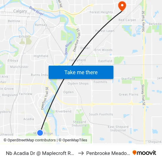 Nb Acadia Dr @ Maplecroft Rd SE to Penbrooke Meadows map