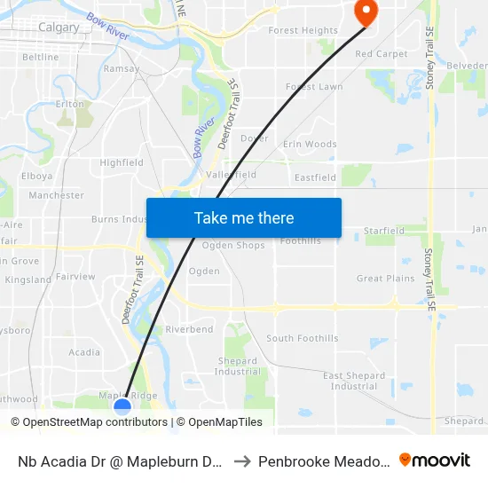 Nb Acadia Dr @ Mapleburn Dr SE to Penbrooke Meadows map
