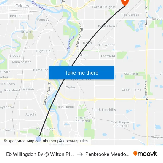 Eb Willingdon Bv @ Wilton Pl SE to Penbrooke Meadows map