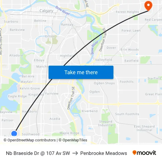 Nb Braeside Dr @ 107 Av SW to Penbrooke Meadows map