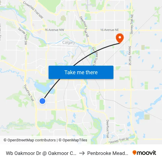 Wb Oakmoor Dr @ Oakmoor Cr SW to Penbrooke Meadows map