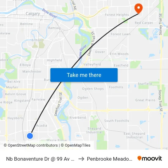 Nb Bonaventure Dr @ 99 Av SE to Penbrooke Meadows map