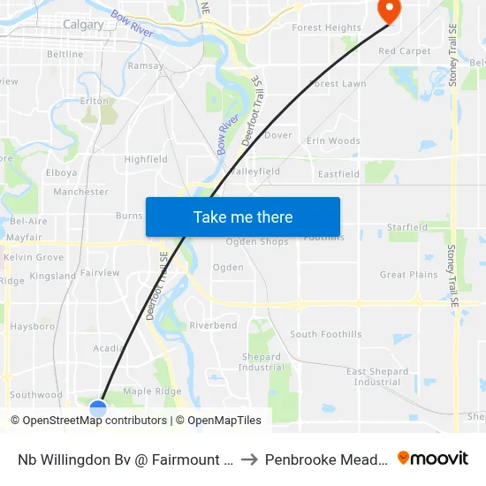 Nb Willingdon Bv @ Fairmount Dr SE to Penbrooke Meadows map