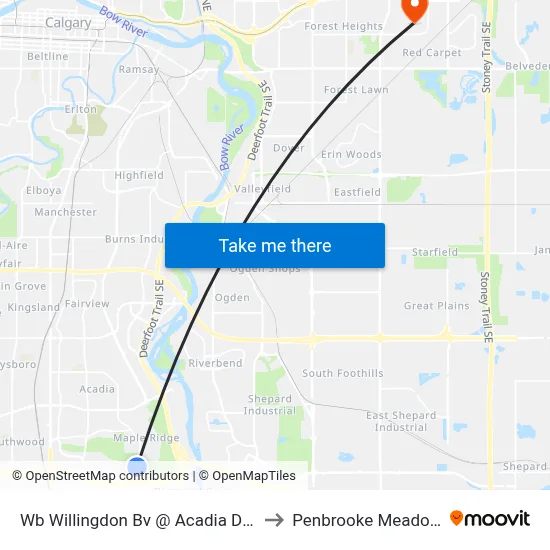 Wb Willingdon Bv @ Acadia Dr SE to Penbrooke Meadows map
