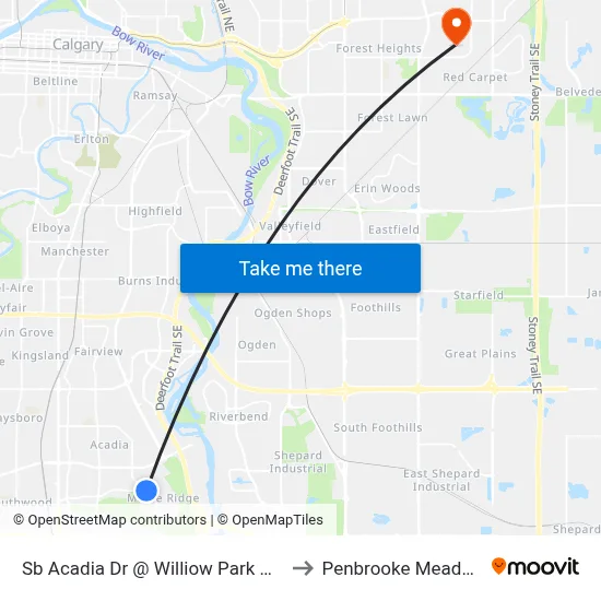 Sb Acadia Dr @ Williow Park Dr SE to Penbrooke Meadows map