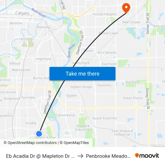 Eb Acadia Dr @ Mapleton Dr SE to Penbrooke Meadows map
