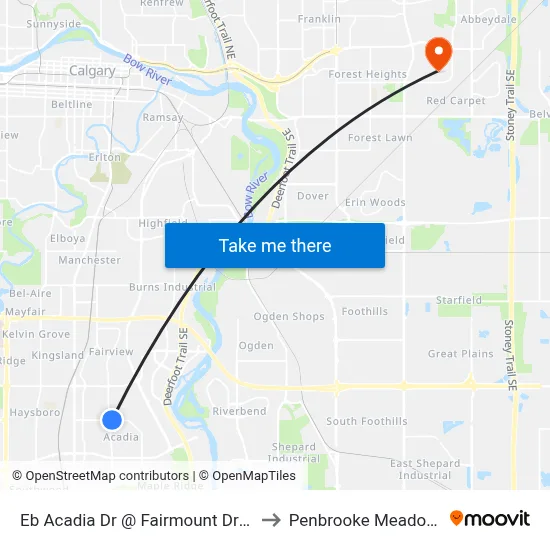 Eb Acadia Dr @ Fairmount Dr SE to Penbrooke Meadows map