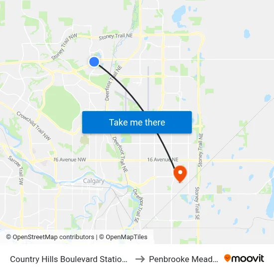 Country Hills Boulevard Station (Nb) to Penbrooke Meadows map