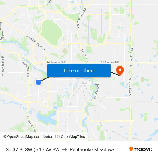 Sb 37 St SW @ 17 Av SW to Penbrooke Meadows map