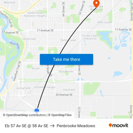 Eb 57 Av SE @ 58 Av SE to Penbrooke Meadows map
