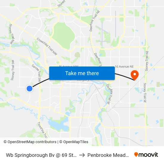 Wb Springborough Bv @ 69 St SW to Penbrooke Meadows map