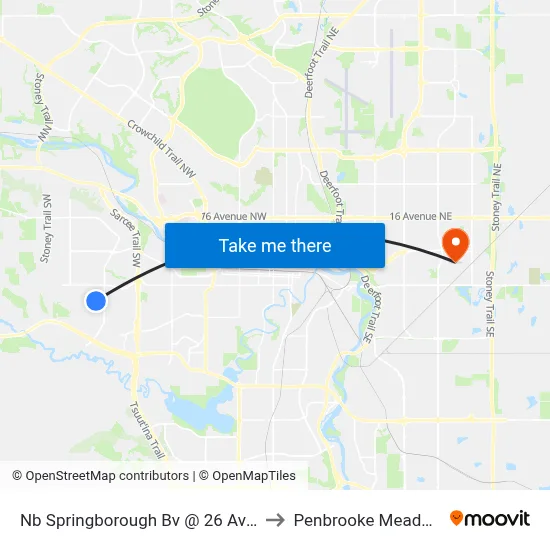 Nb Springborough Bv @ 26 Av SW to Penbrooke Meadows map