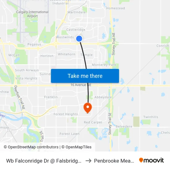 Wb Falconridge Dr @ Falsbridge Dr NE to Penbrooke Meadows map