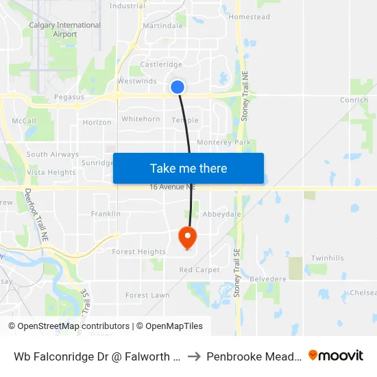 Wb Falconridge Dr @ Falworth Rd NE to Penbrooke Meadows map