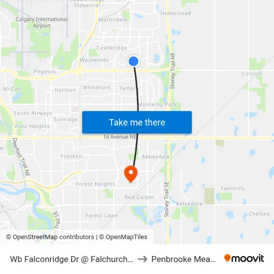 Wb Falconridge Dr @ Falchurch Rd NE to Penbrooke Meadows map