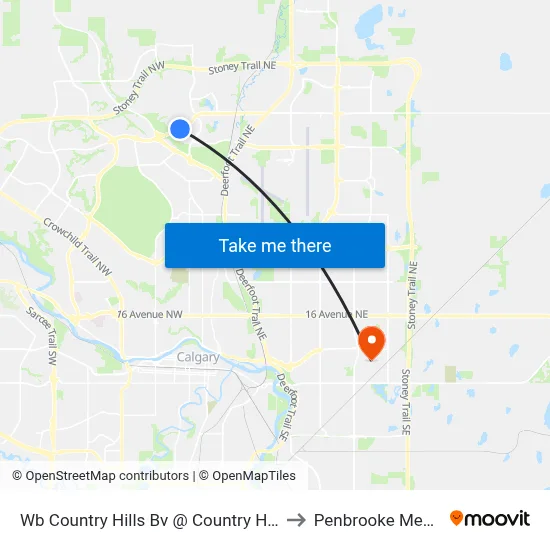 Wb Country Hills Bv @ Country Hills Dr NW to Penbrooke Meadows map