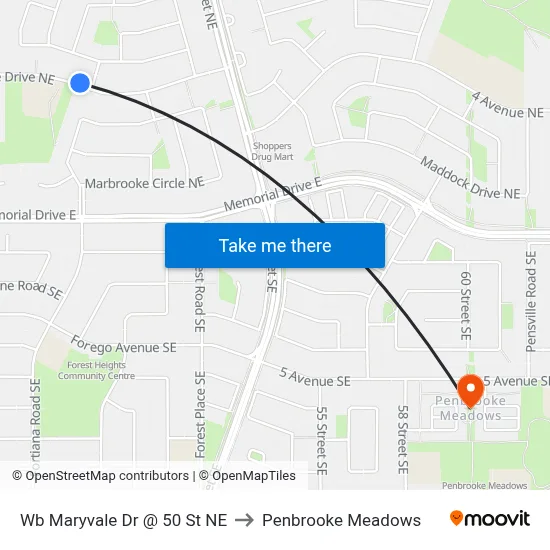 Wb Maryvale Dr @ 50 St NE to Penbrooke Meadows map
