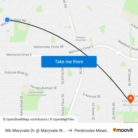 Wb Maryvale Dr @ Maryvale Wy NE to Penbrooke Meadows map