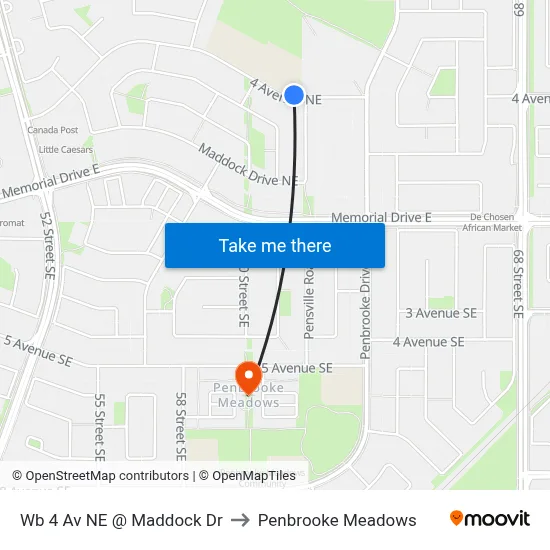 Wb 4 Av NE @ Maddock Dr to Penbrooke Meadows map