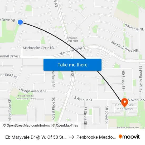 Eb Maryvale Dr @ W. Of 50 St NE to Penbrooke Meadows map
