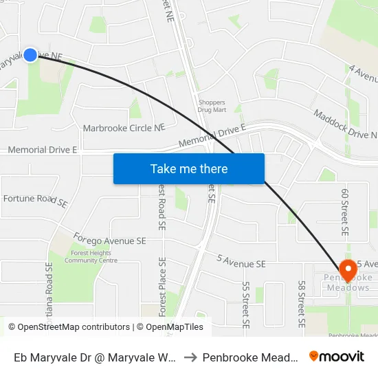 Eb Maryvale Dr @ Maryvale Wy NE to Penbrooke Meadows map