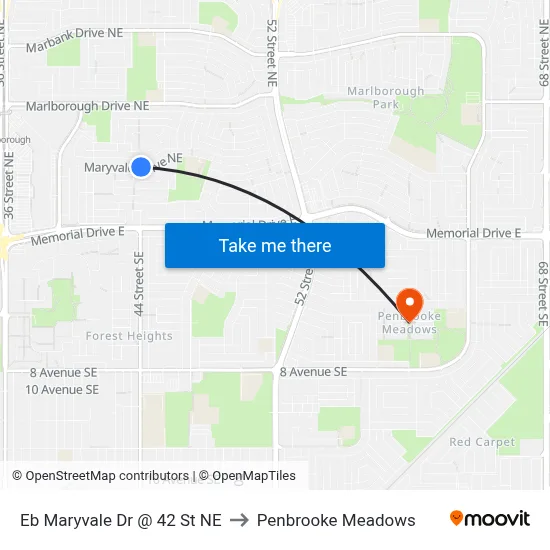 Eb Maryvale Dr @ 42 St NE to Penbrooke Meadows map