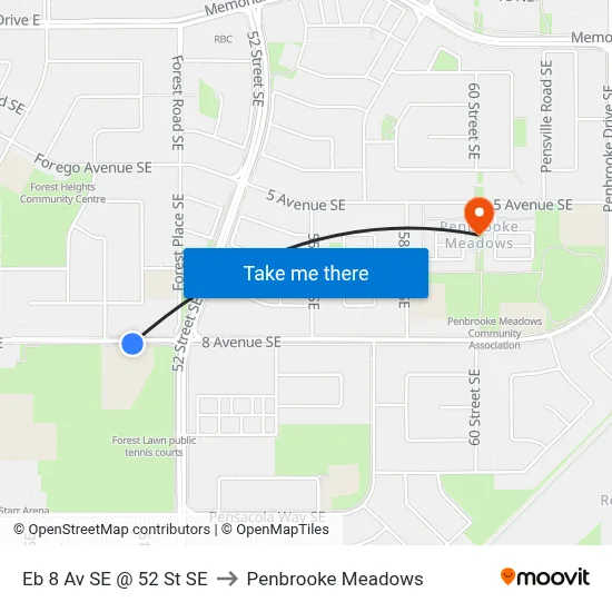 Eb 8 Av SE @ 52 St SE to Penbrooke Meadows map