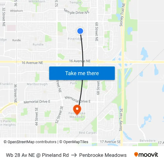 Wb 28 Av NE @ Pineland Rd to Penbrooke Meadows map