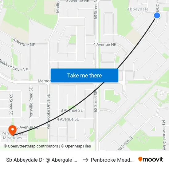 Sb Abbeydale Dr @ Abergale Dr NE to Penbrooke Meadows map