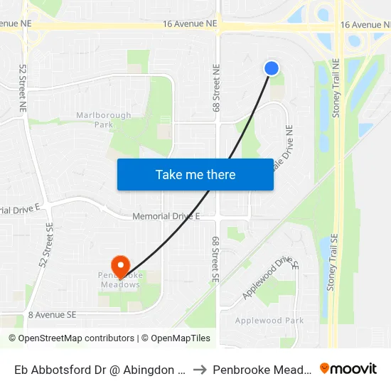 Eb Abbotsford Dr @ Abingdon Cr NE to Penbrooke Meadows map