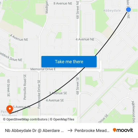 Nb Abbeydale Dr @ Aberdare Cr NE to Penbrooke Meadows map