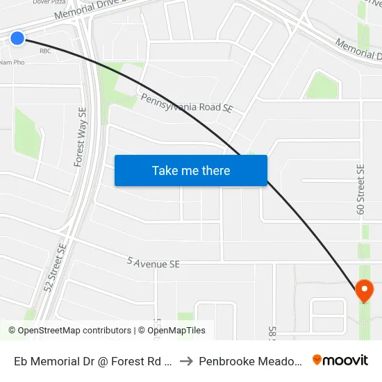 Eb Memorial Dr @ Forest Rd SE to Penbrooke Meadows map