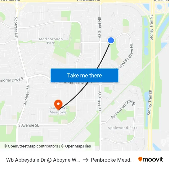 Wb Abbeydale Dr @ Aboyne Wy NE to Penbrooke Meadows map