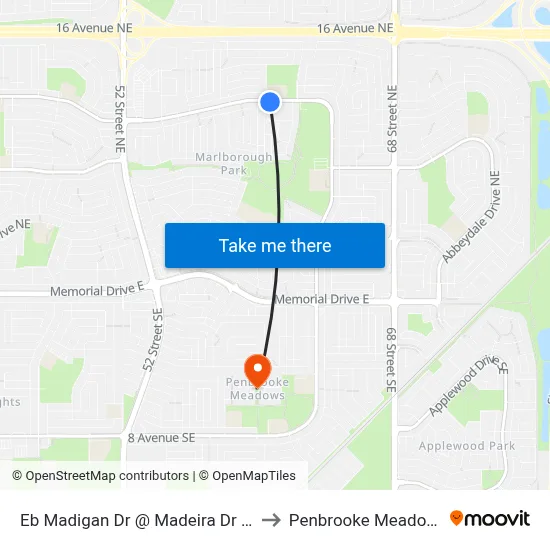 Eb Madigan Dr @ Madeira Dr NE to Penbrooke Meadows map