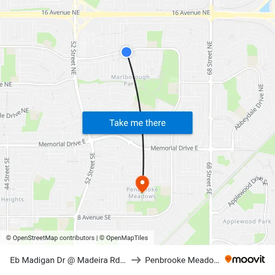 Eb Madigan Dr @ Madeira Rd NE to Penbrooke Meadows map