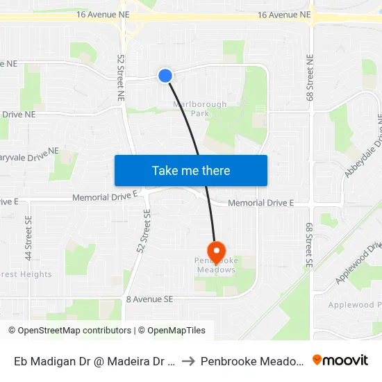 Eb Madigan Dr @ Madeira Dr NE to Penbrooke Meadows map