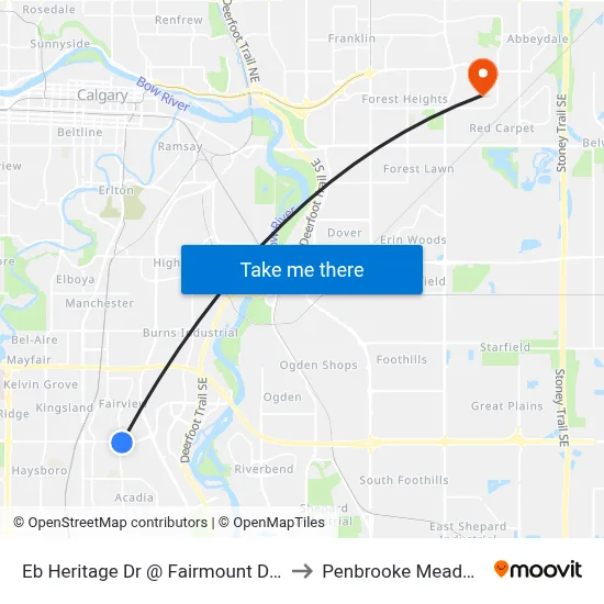 Eb Heritage Dr @ Fairmount Dr SE to Penbrooke Meadows map