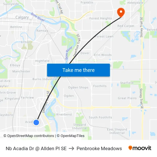 Nb Acadia Dr @ Allden Pl SE to Penbrooke Meadows map