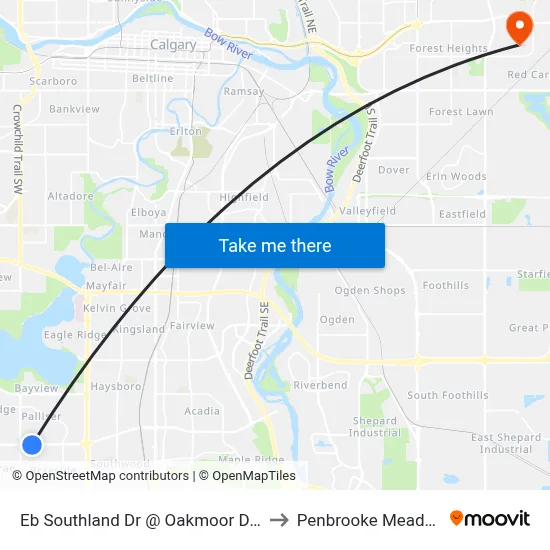 Eb Southland Dr @ Oakmoor Dr SW to Penbrooke Meadows map