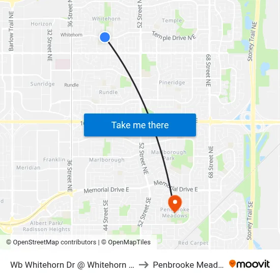 Wb Whitehorn Dr @ Whitehorn Cr NE to Penbrooke Meadows map