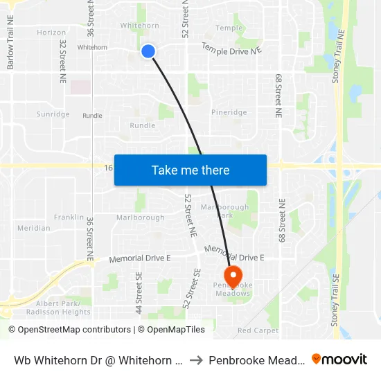 Wb Whitehorn Dr @ Whitehorn Rd NE to Penbrooke Meadows map