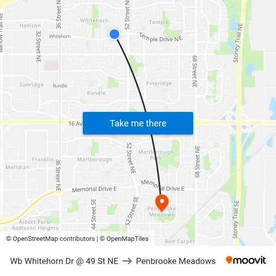 Wb Whitehorn Dr @ 49 St NE to Penbrooke Meadows map