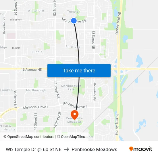 Wb Temple Dr @ 60 St NE to Penbrooke Meadows map
