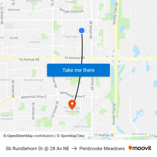 Sb Rundlehorn Dr @ 28 Av NE to Penbrooke Meadows map