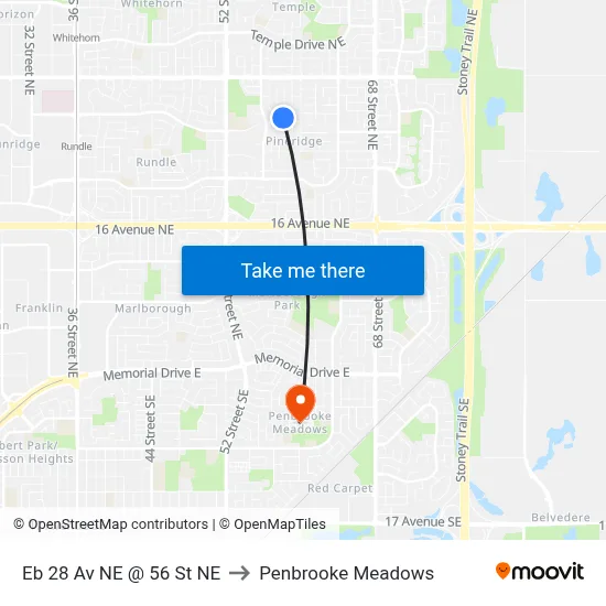 Eb 28 Av NE @ 56 St NE to Penbrooke Meadows map