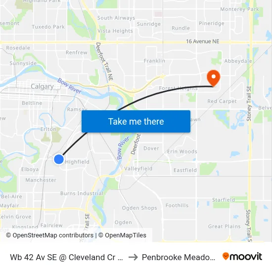 Wb 42 Av SE @ Cleveland Cr SE to Penbrooke Meadows map