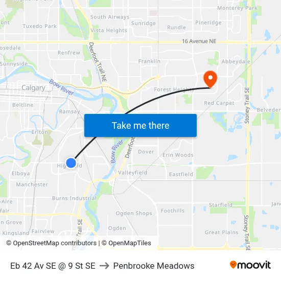 Eb 42 Av SE @ 9 St SE to Penbrooke Meadows map